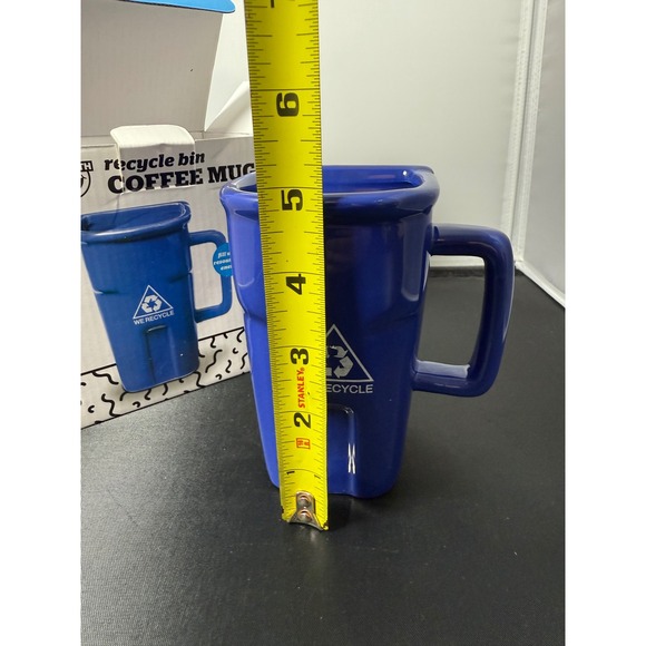 We Recycle Bin Coffee Mug Blue Novelty Collectible Gift with box - Picture 2 of 9